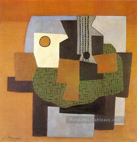 Guitare compotier et tableau sur une table 1921 cubisme Pablo Picasso Peintures à l'huile